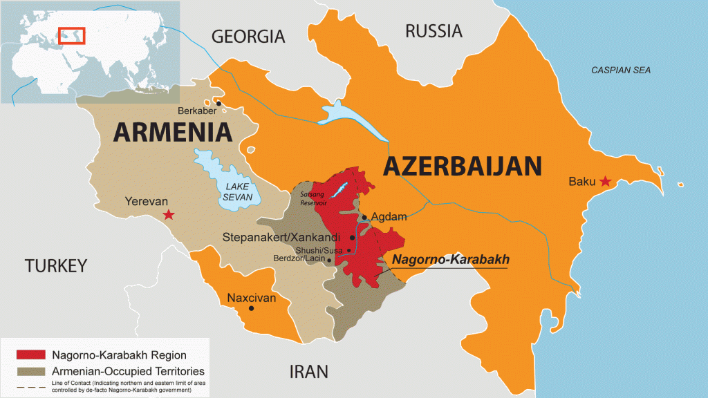 La mappa del Nagorno-Karabakh